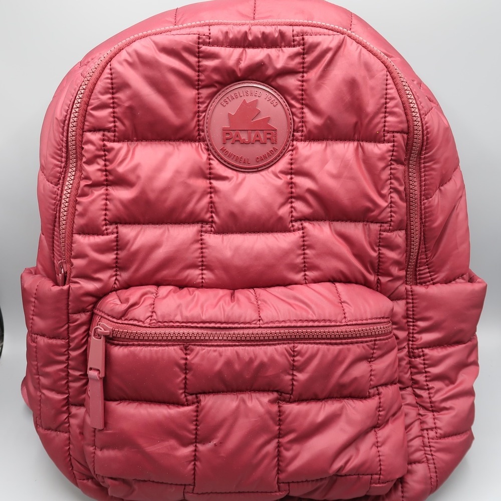 Pajar Canada Red Quilted Backpack with Adjustable Straps